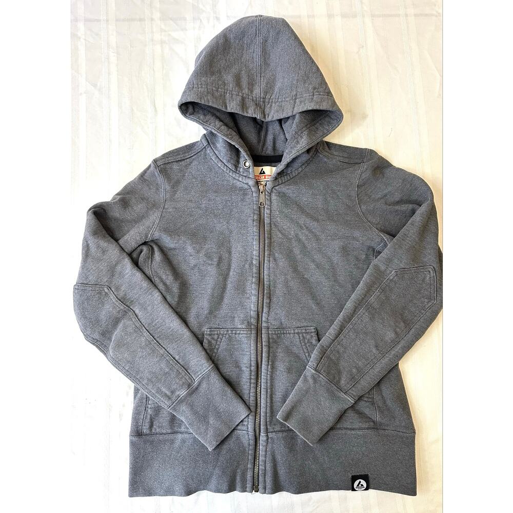 American Giant Sweatshirt Women's Small Gray Full Zip Hoodie Heavy Cotton Adult